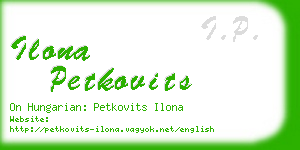 ilona petkovits business card